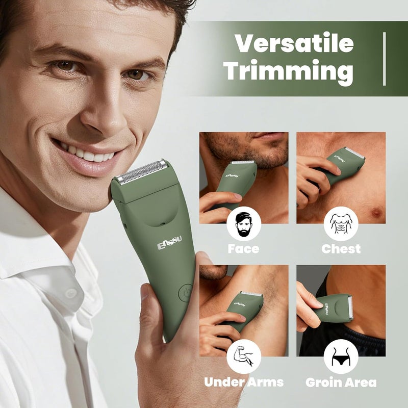 ENSSU Manscape Trimmer for Men, 2 in 1 Electric Hair Trimmer for Men - Trimmer with Ceramic Blade & Foil Shaver, No-Nick Shaving, IPX7 Waterproof Body Groomer for Bikini/Pubic/Groin - Image 4